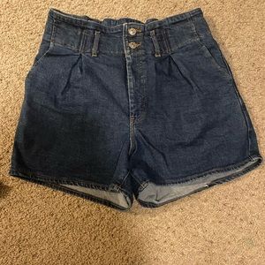 Express Super High Waisted Paperbag Jean Shorts